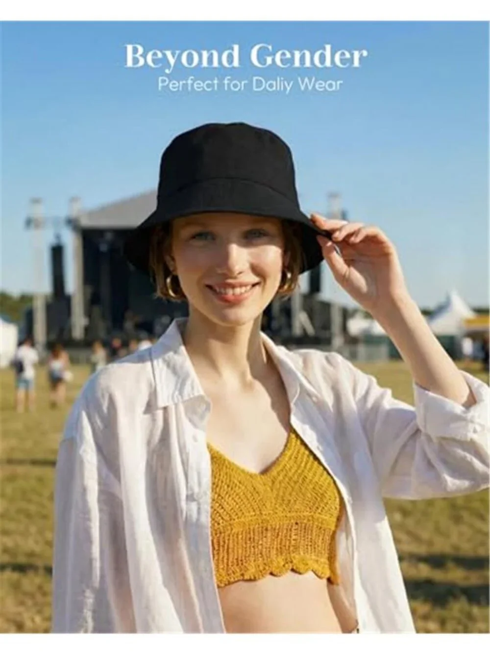 Bucket Sun Hats for Woman Men Cotton Packable Summer Beach Sun Bucket Vacation
